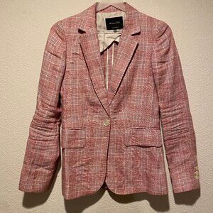 Massimo Dutti Linen Blazer XS Preppy Country‎ Club Equestrian Collegiate